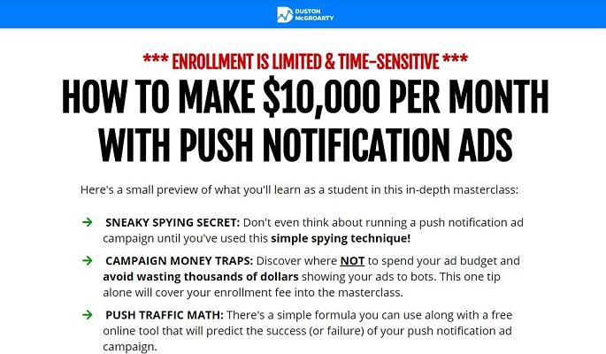 Duston McGroarty - How To Make $10,000 Per Month With Push Notification Ads