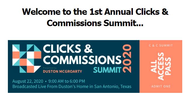 [SALES] Clicks & Commissions Summit By Duston McGroarty