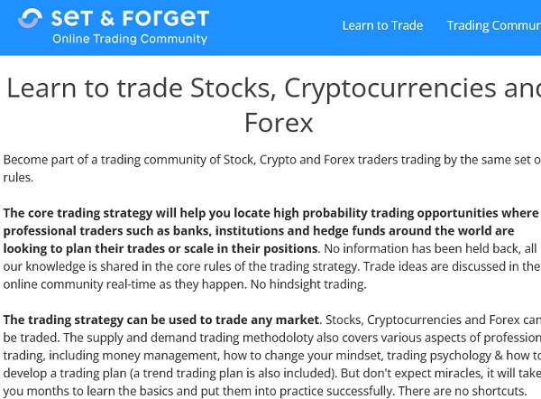 Set and Forget - Online Trading Stocks, Cryptocurrencies and Forex